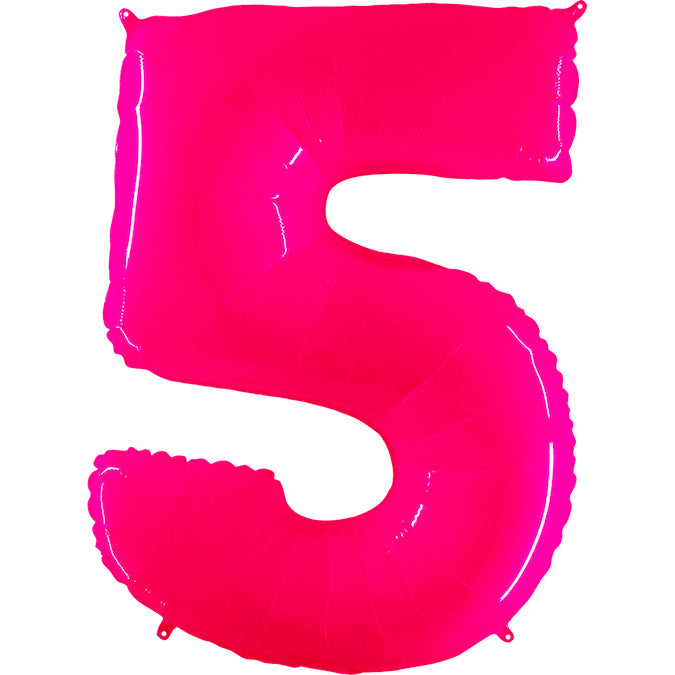 40" Foil Shape Balloon Number 5 Fluorescence Pink