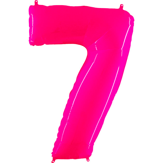 40" Foil Shape Balloon Number 7 Fluorescence Pink