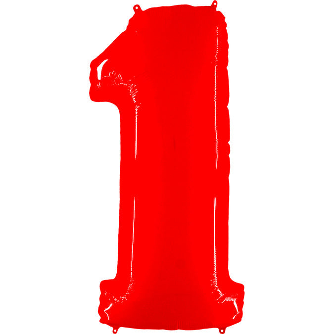 40" Foil Shape Balloon Number 1 Fluorescence Red