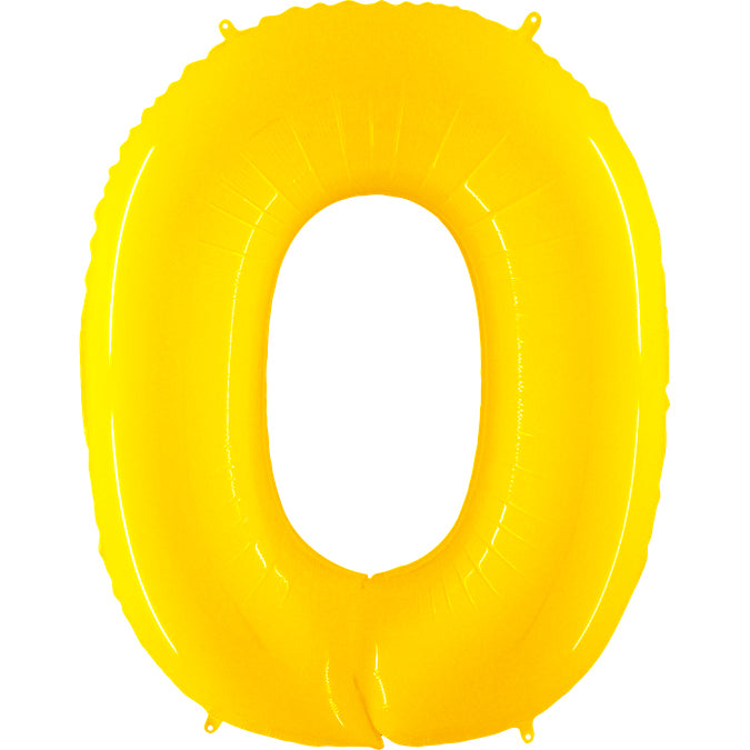 40" Foil Shape Balloon Number 0 Fluorescence Yellow