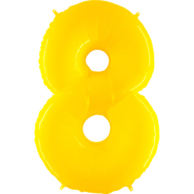 40" Foil Shape Balloon Number 8 Fluorescence Yellow