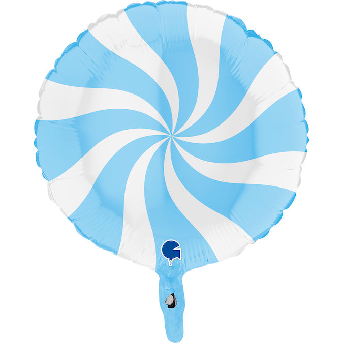 18" Candy Swirly White-Matte Blue Foil Balloon
