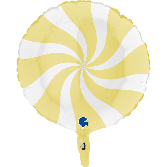 18" Candy Swirly White-Matte Yellow Foil Balloon