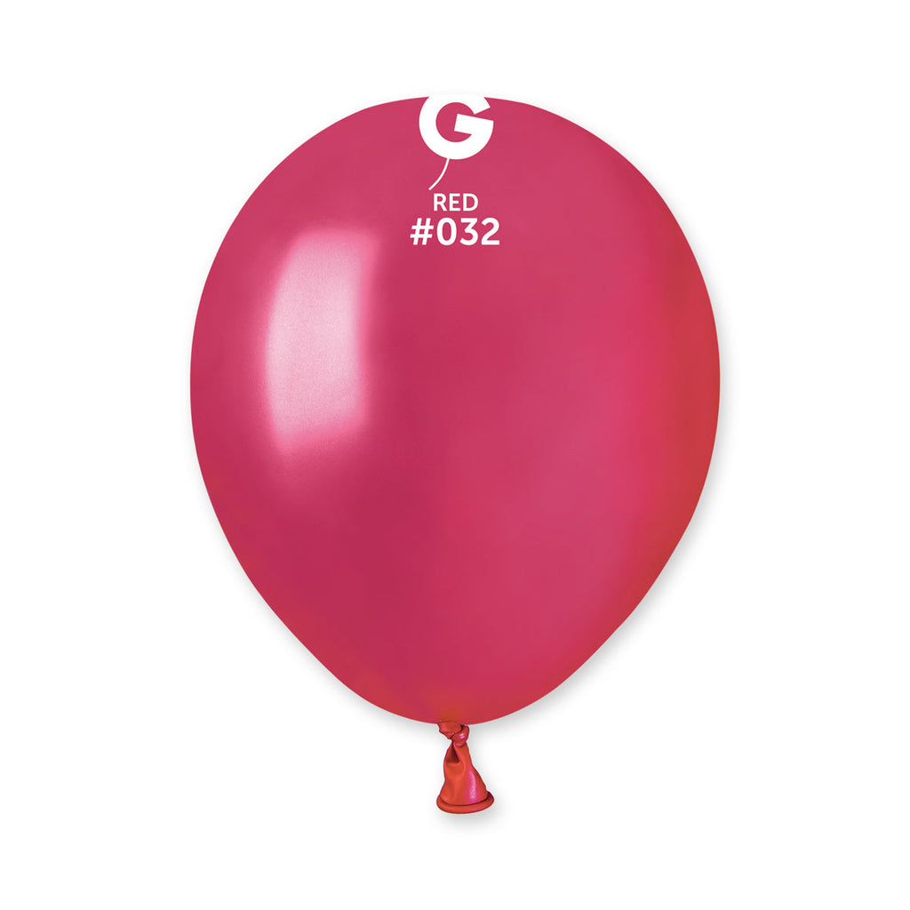 5" Gemar Latex Balloons (Bag of 100) Metallic Metallic Berry Red