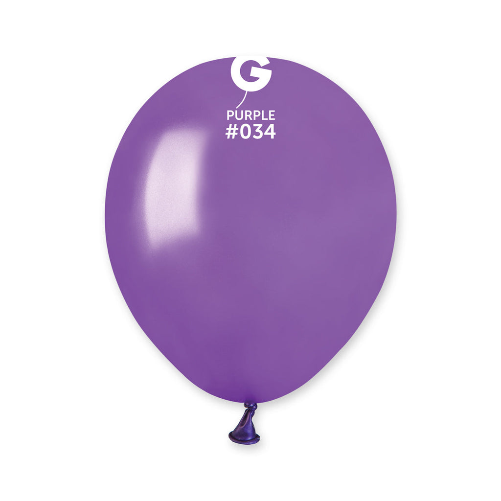 5" Gemar Latex Balloons (Bag of 100) Metallic Metallic Purple