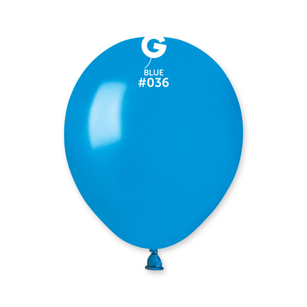 5" Gemar Latex Balloons (Bag of 100) Metallic Metallic Blue