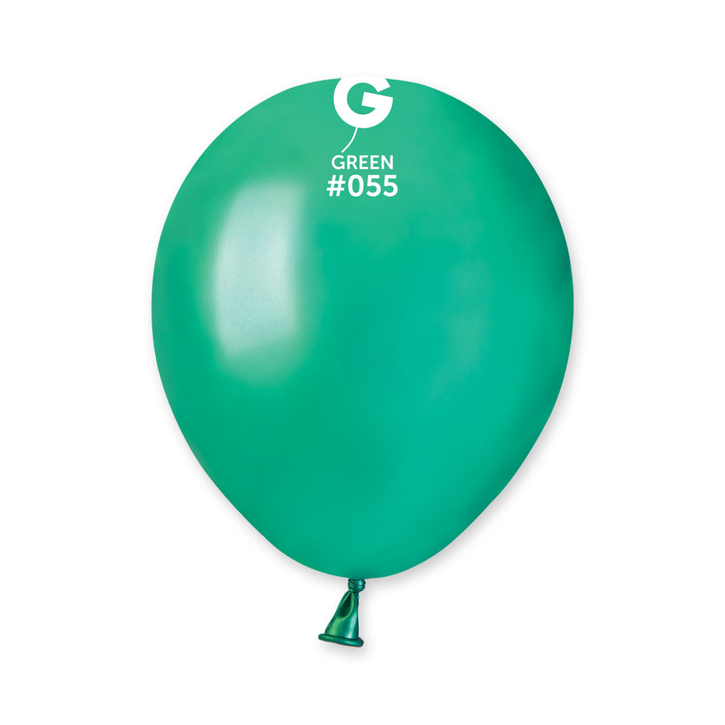 5" Gemar Latex Balloons (Bag of 100) Metallic Metallic Green