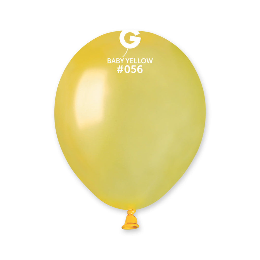 5" Gemar Latex Balloons (Bag of 100) Metallic Metallic Baby Yellow