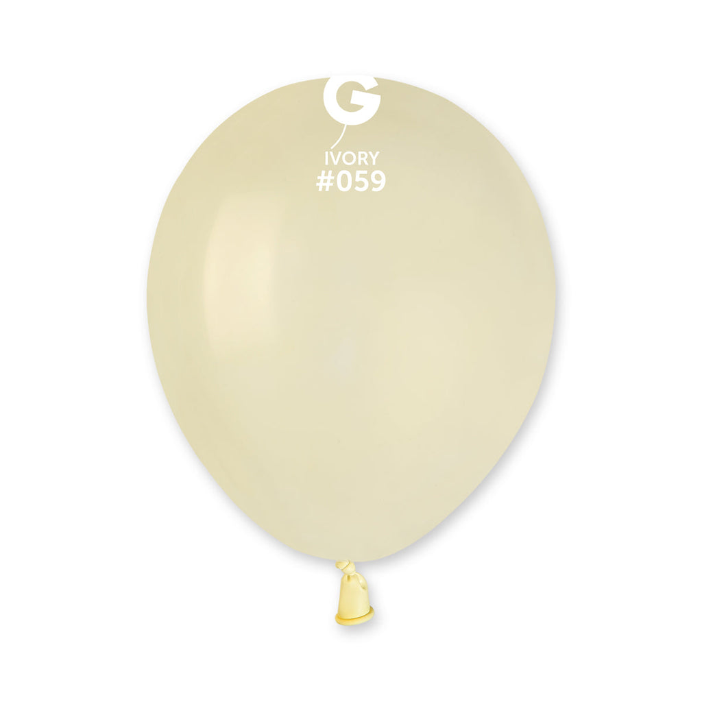 5" Gemar Latex Balloons (Bag of 100) Standard Ivory