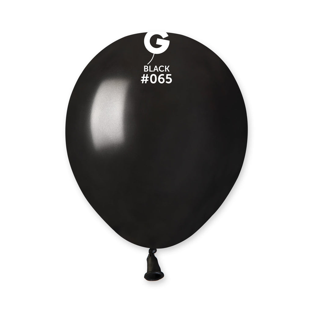 5" Gemar Latex Balloons (Bag of 100) Metallic Metallic Black