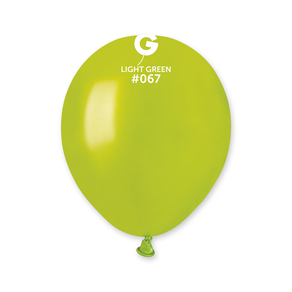 5" Gemar Latex Balloons (Bag of 100) Metallic Metallic Light Green