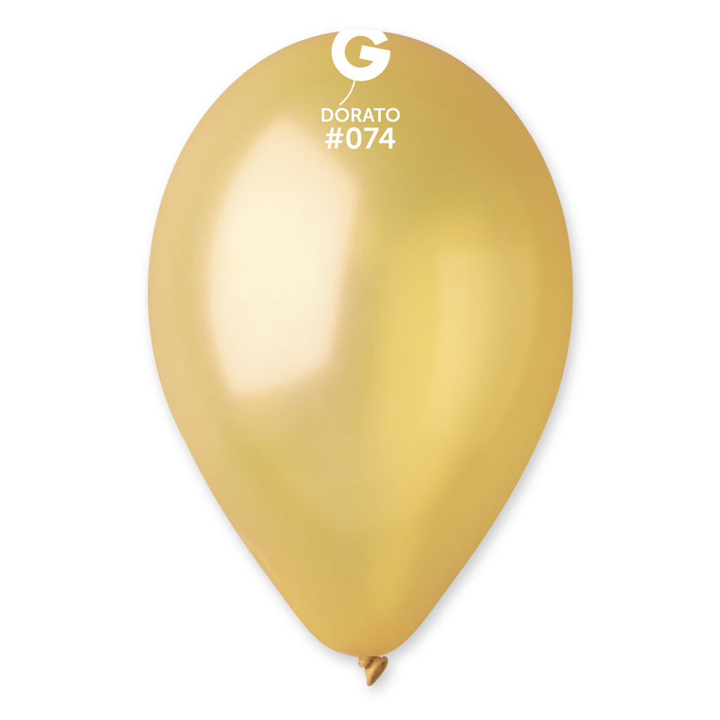 12" Gemar Latex Balloons (Bag of 50) Metallic Dorato
