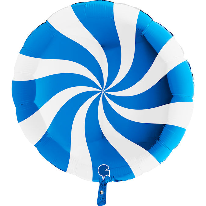 36" Candy Swirly White-Blue Foil Balloon