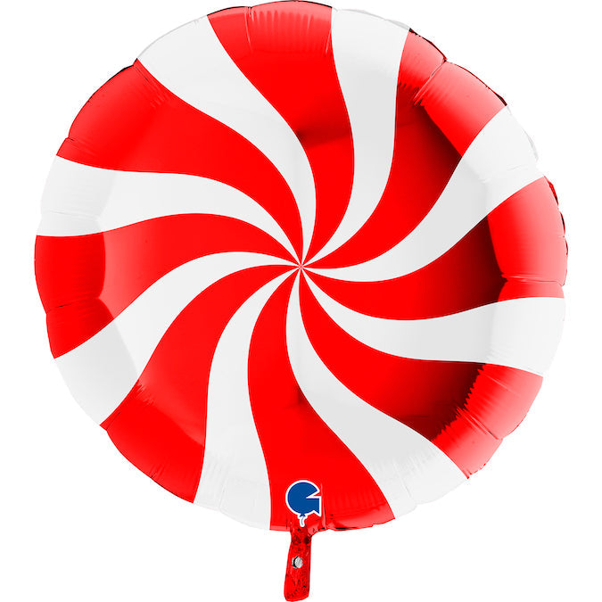 36" Candy Swirly White-Red Foil Balloon