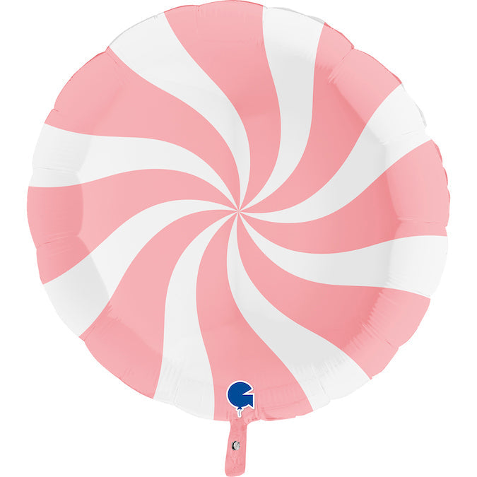 36" Candy Swirly White-Matte Pink Foil Balloon
