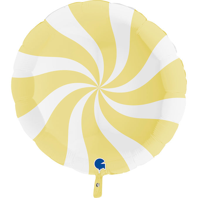 36" Candy Swirly White-Matte Yellow Foil Balloon