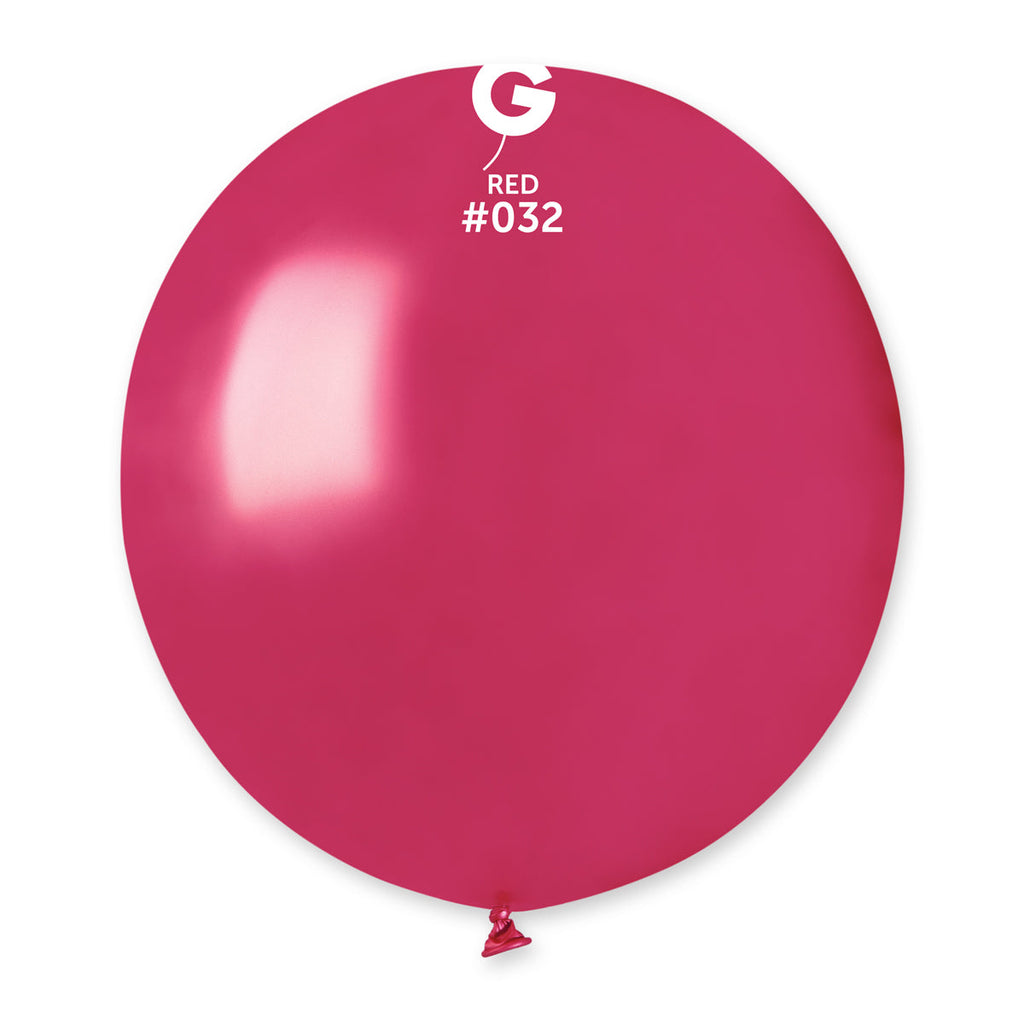19" Gemar Latex Balloons (Bag of 25) Metallic Metallic Berry Red