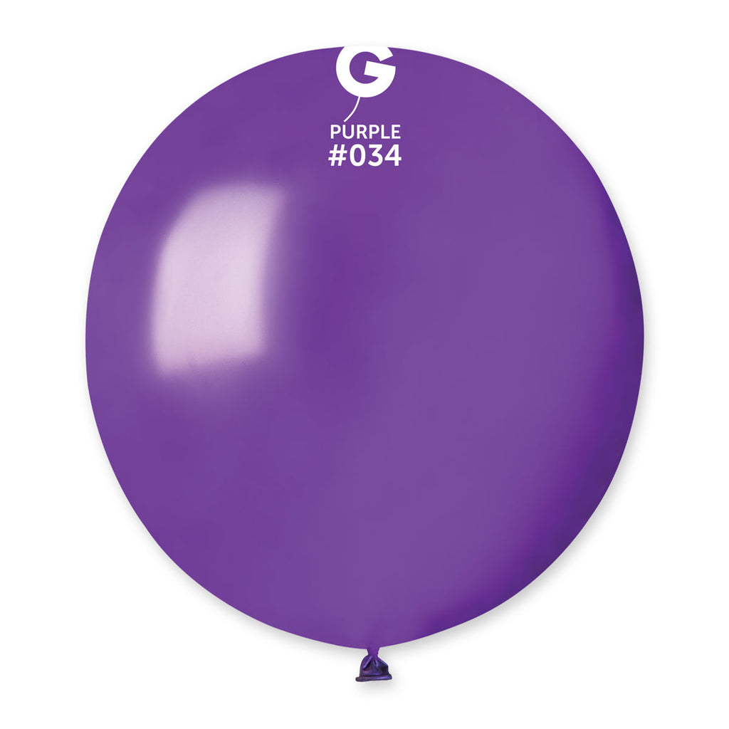 19" Gemar Latex Balloons (Bag of 25) Metallic Metallic Purple