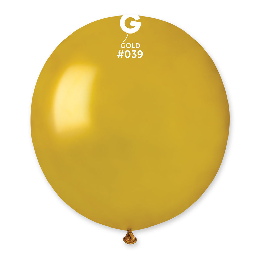 19" Gemar Latex Balloons (Bag of 25) Metallic Gold