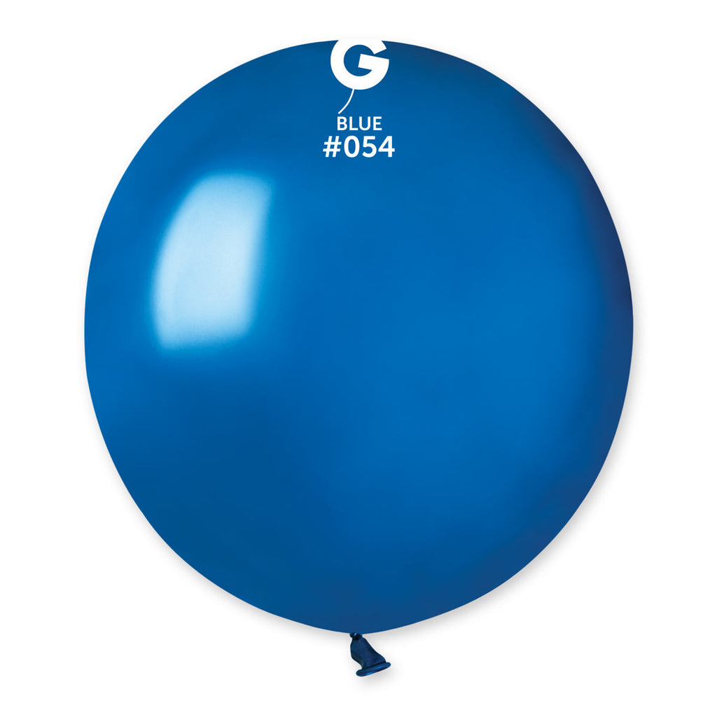 19" Gemar Latex Balloons (Bag of 25) Metallic Metallic Royal Deep Blue