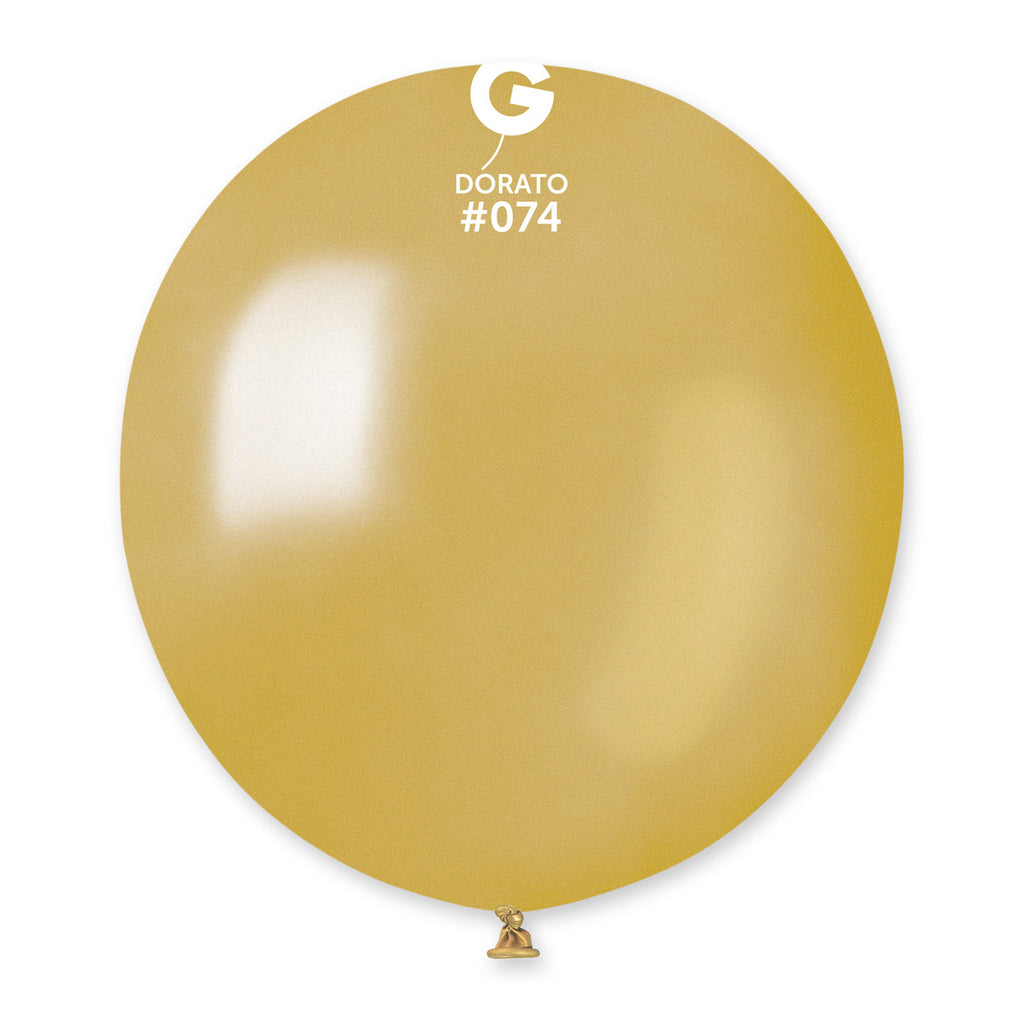 19" Gemar Latex Balloons (Bag of 25) Metallic Dorato