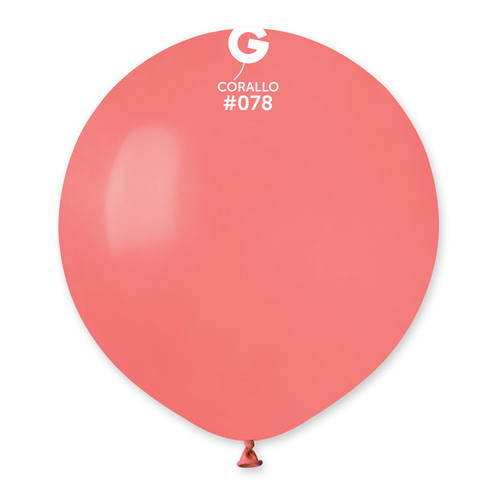 19" Gemar Latex Balloons (Bag of 25) Standard Corallo