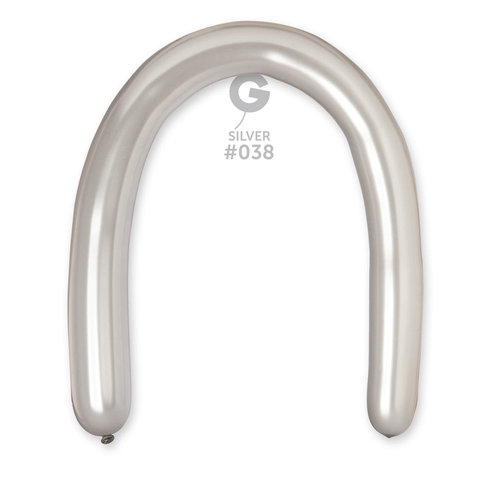 360G Gemar Latex Balloons (Bag of 50) Metallic Modelling/Twisting Silver*