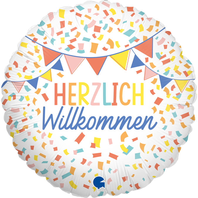 18" HERZLICH WILLKOMMEN (German) Foil Balloon