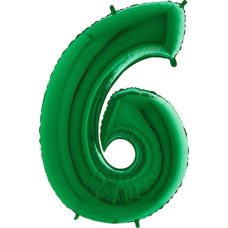 40" Megaloon Foil Shape 6 Green Number Balloon
