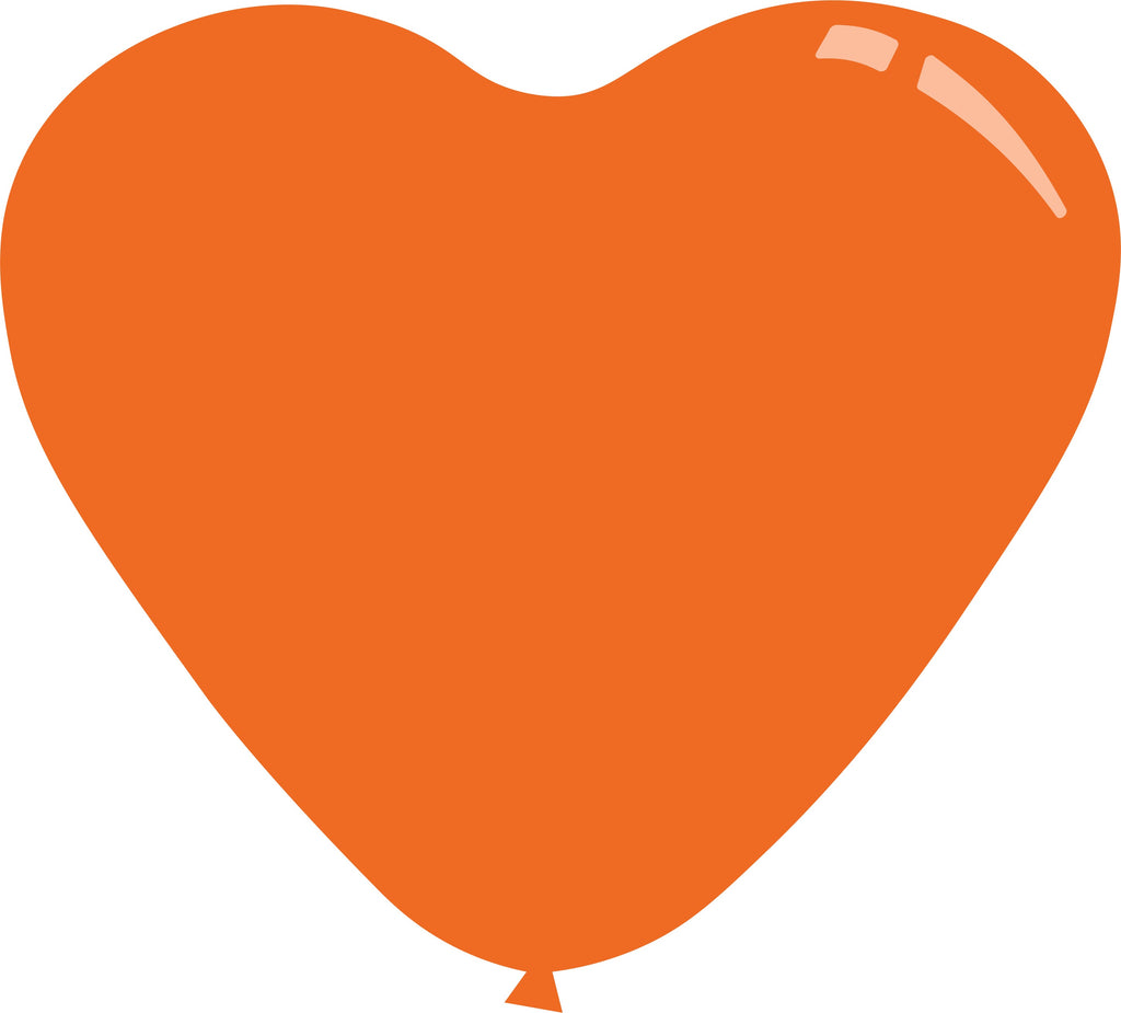7" Standard Orange Decomex Heart Shaped Latex Balloons (100 Per Bag)