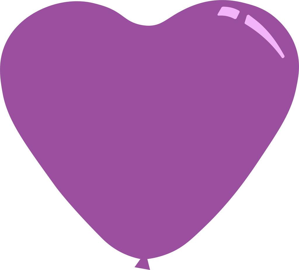 7" Standard Lavender Decomex Heart Shaped Latex Balloons (100 Per Bag)