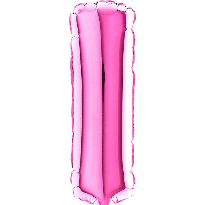 7" Airfill Only (requires heat sealing) Letter I Fuschia Foil Balloon
