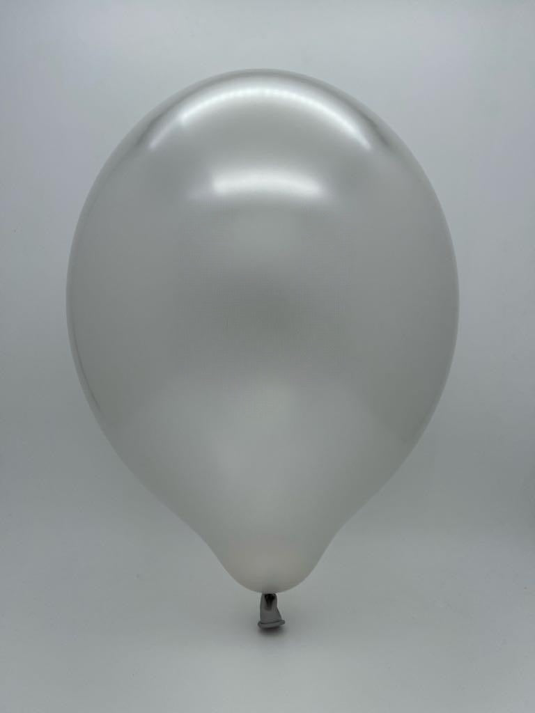 Inflated Balloon Image 12" Cattex Premium Metal Pure Silver 50 Latex Balloons