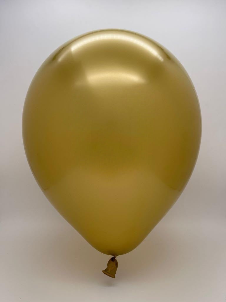 Inflated Balloon Image 12" CTI PartyLoon Brand Latex Balloons (100 Per Bag) Metallic Gold