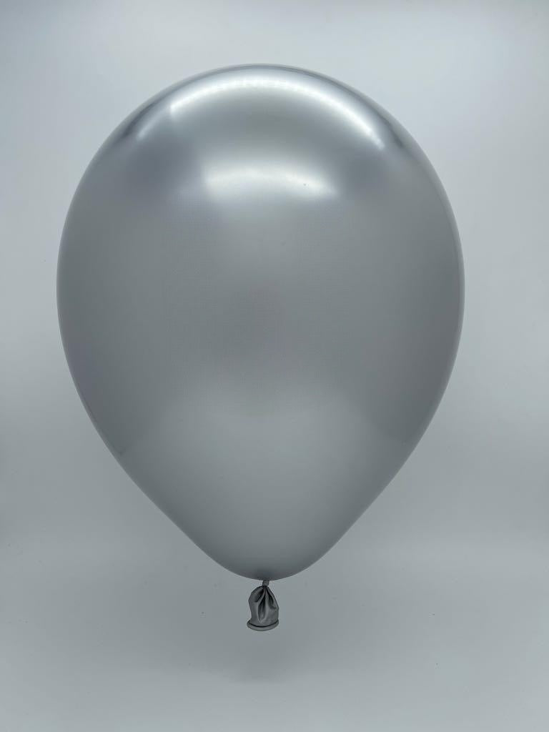 Inflated Balloon Image 12" CTI PartyLoon Brand Latex Balloons (100 Per Bag) Metallic Silver