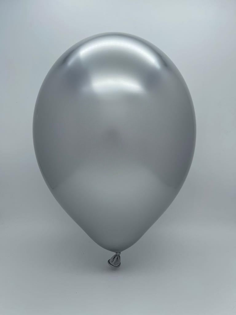 Inflated Balloon Image 24" Ellie's Brand Latex Balloons Glazed Silver (10 Per Bag)