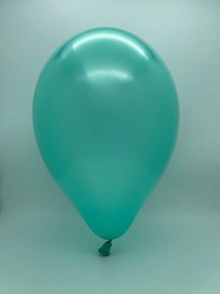 Inflated Balloon Image 12" Gemar Latex Balloons (Bag of 50) Metallic Metallic Aquamarine