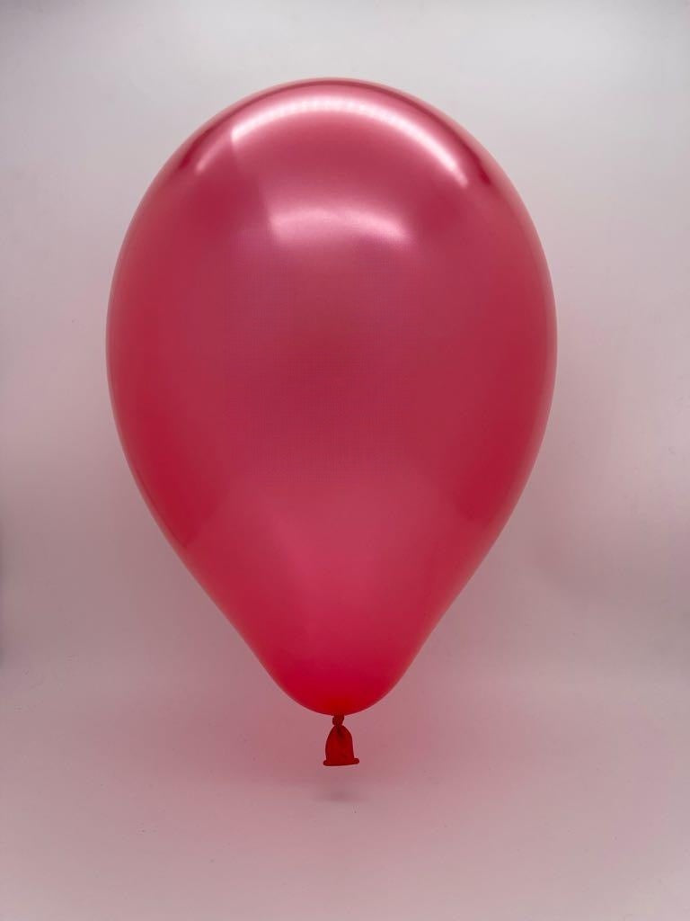 Inflated Balloon Image 12" Gemar Latex Balloons (Bag of 50) Metallic Metallic Berry Red