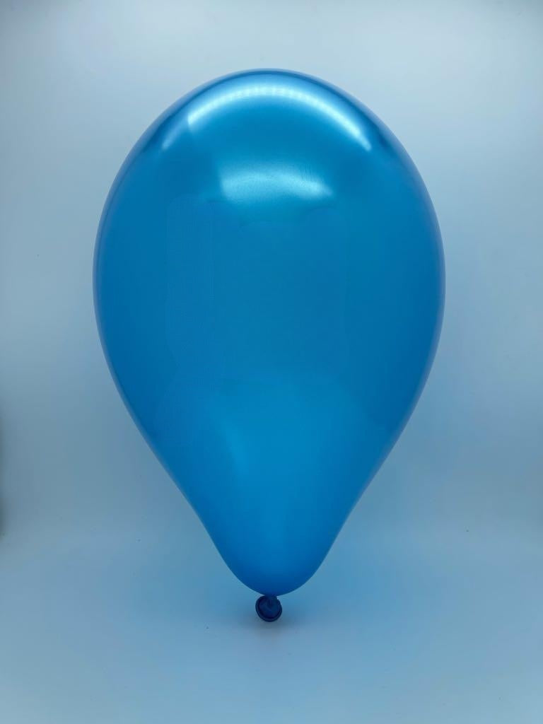 Inflated Balloon Image 5" Gemar Latex Balloons (Bag of 100) Metallic Metallic Blue