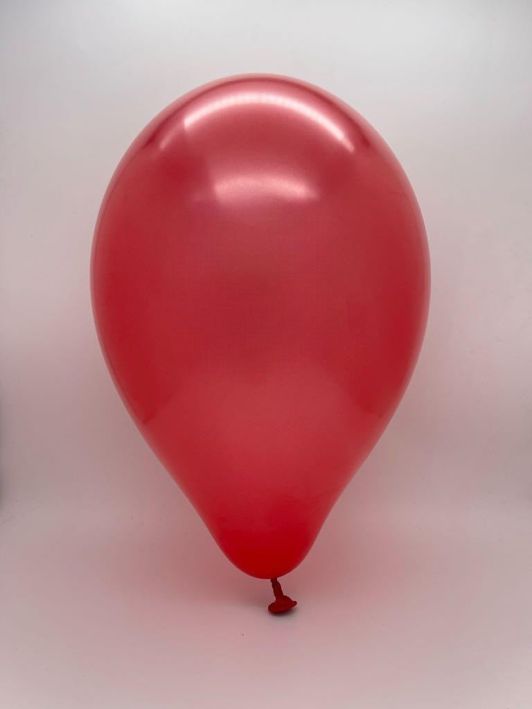 Inflated Balloon Image 12" Gemar Latex Balloons (Bag of 50) Metallic Metallic Deep Red