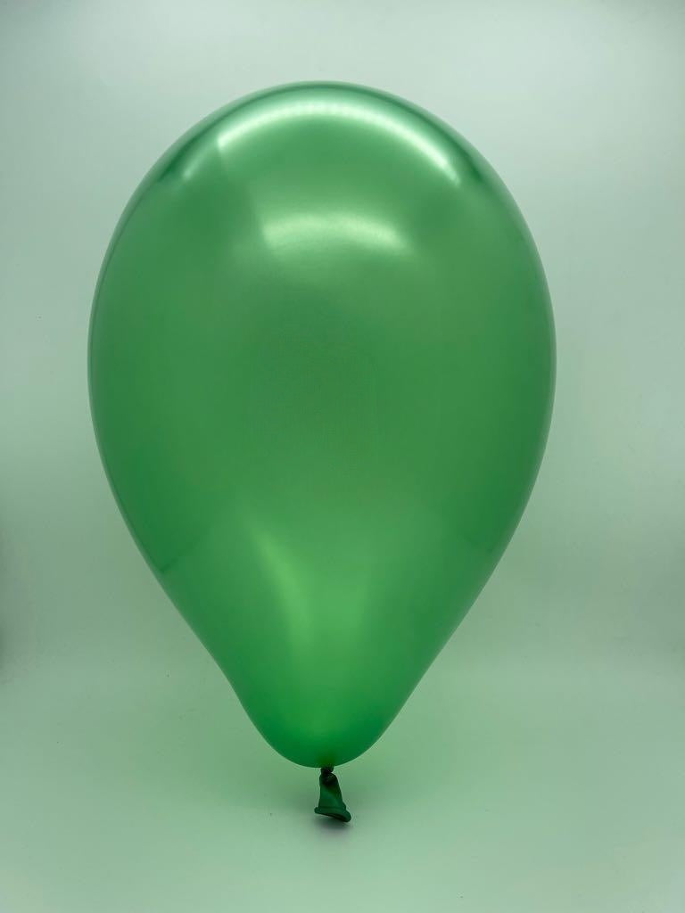 Inflated Balloon Image 5" Gemar Latex Balloons (Bag of 100) Metallic Metallic Green