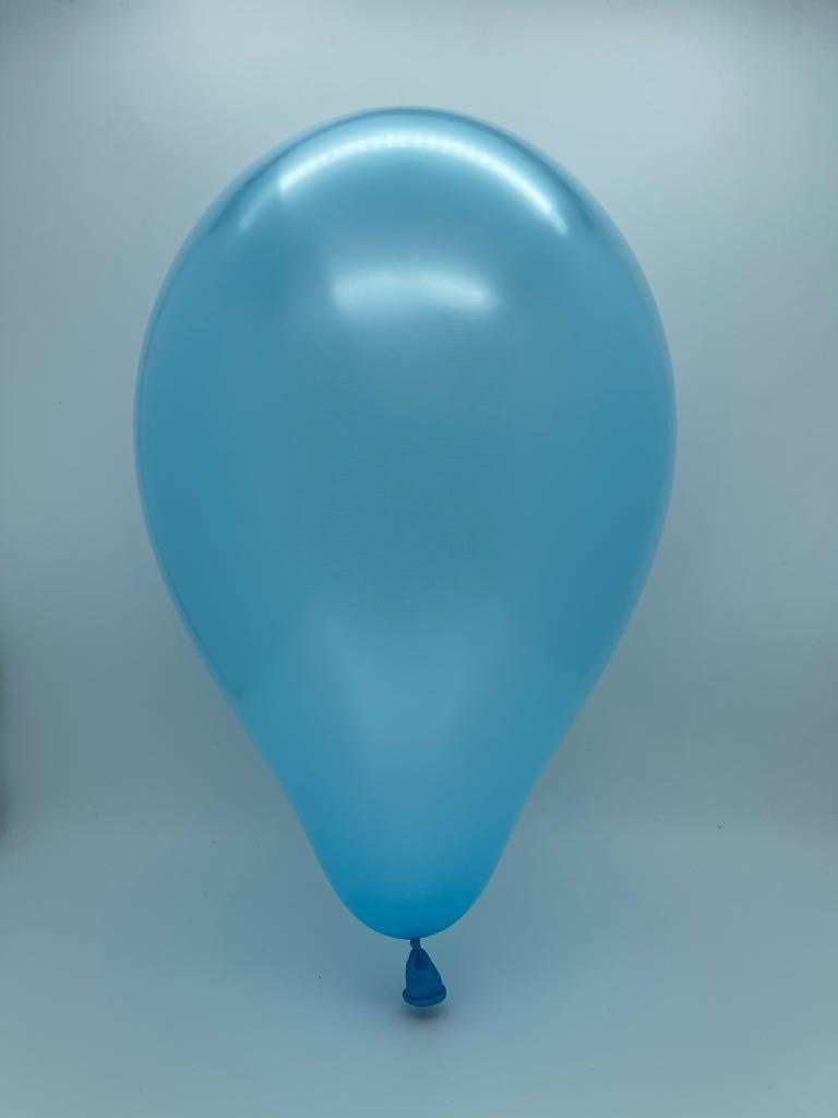 Inflated Balloon Image 5" Gemar Latex Balloons (Bag of 100) Metallic Metallic Light Blue
