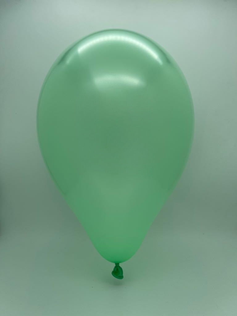 Inflated Balloon Image 5" Gemar Latex Balloons (Bag of 100) Metallic Metallic Mint Green