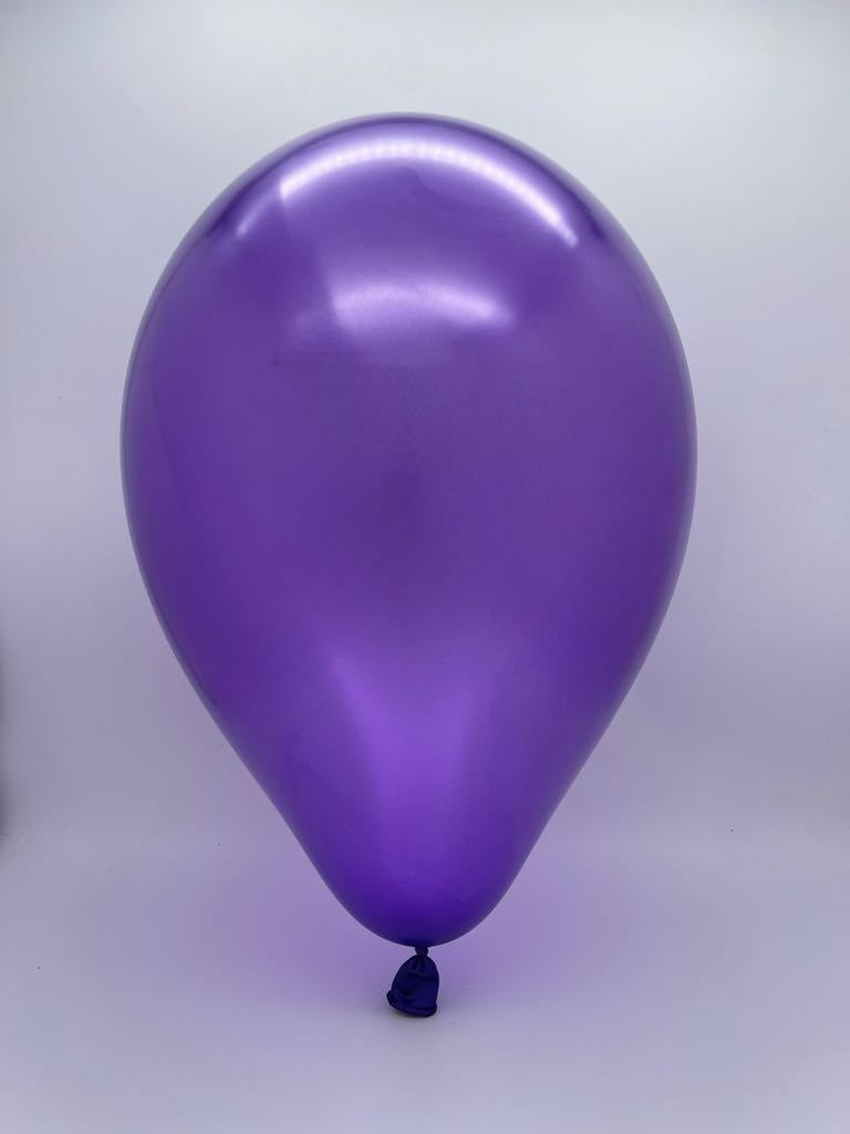 Inflated Balloon Image 5" Gemar Latex Balloons (Bag of 100) Metallic Metallic Purple