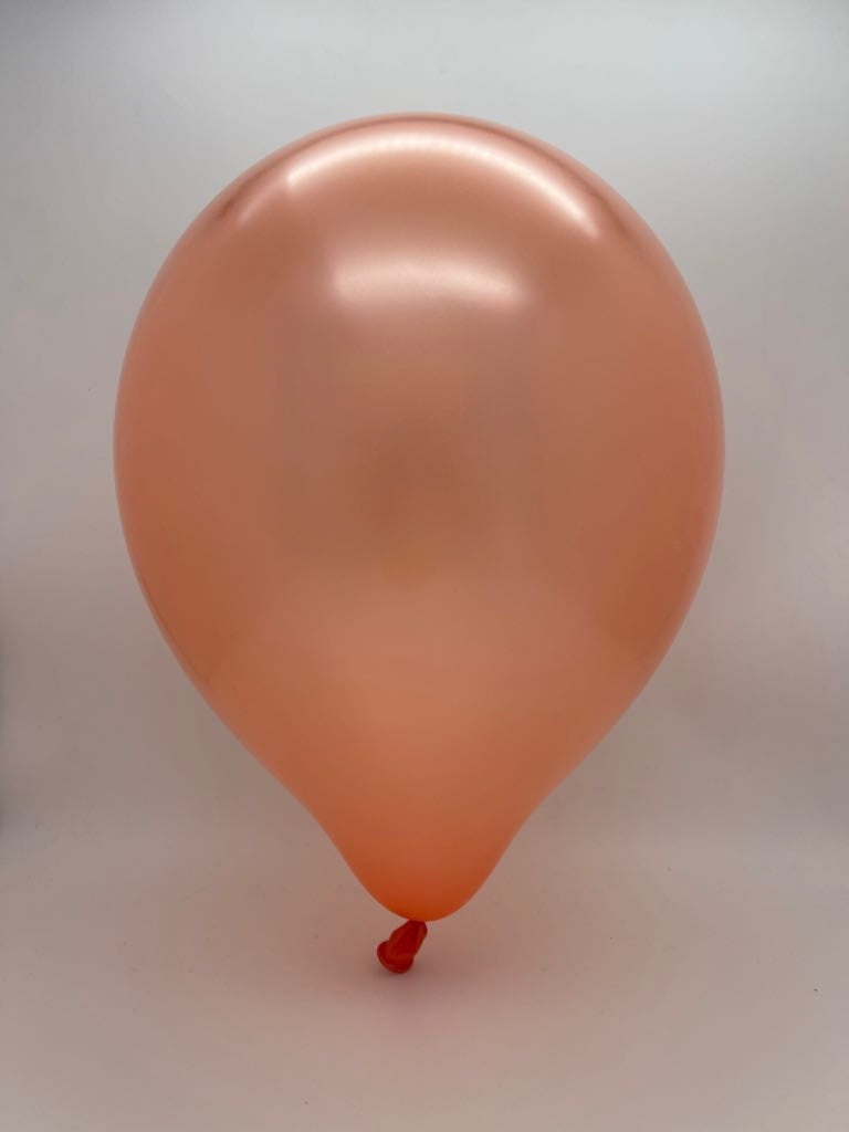 Inflated Balloon Image 12" Kalisan Latex Balloons Metallic Rose Gold (50 Per Bag)