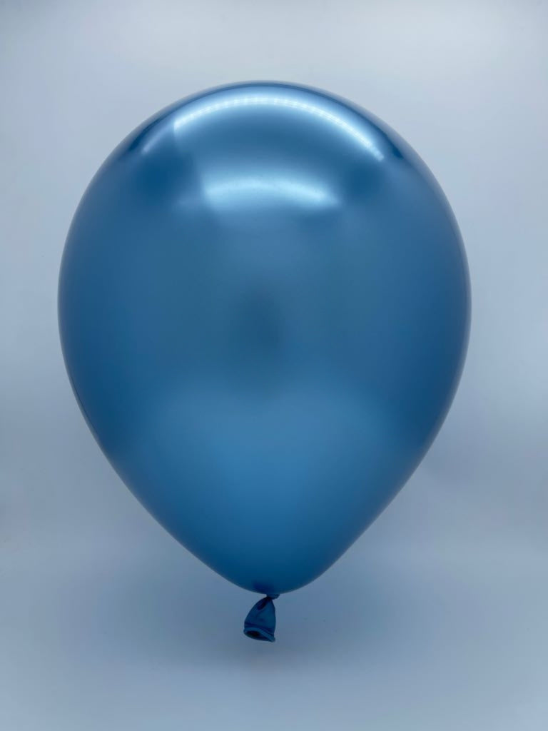 Inflated Balloon Image 12" Kalisan Latex Heart Balloons Mirror Blue (50 Per Bag)