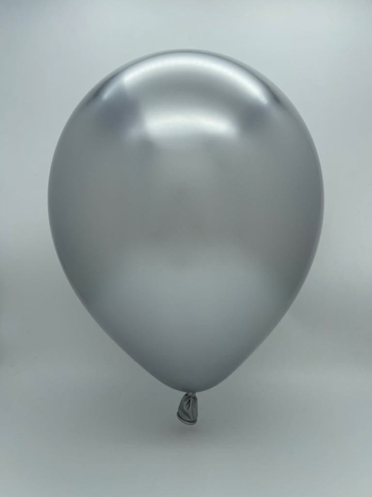 Inflated Balloon Image 5" Kalisan Latex Balloons Mirror Silver (50 Per Bag)