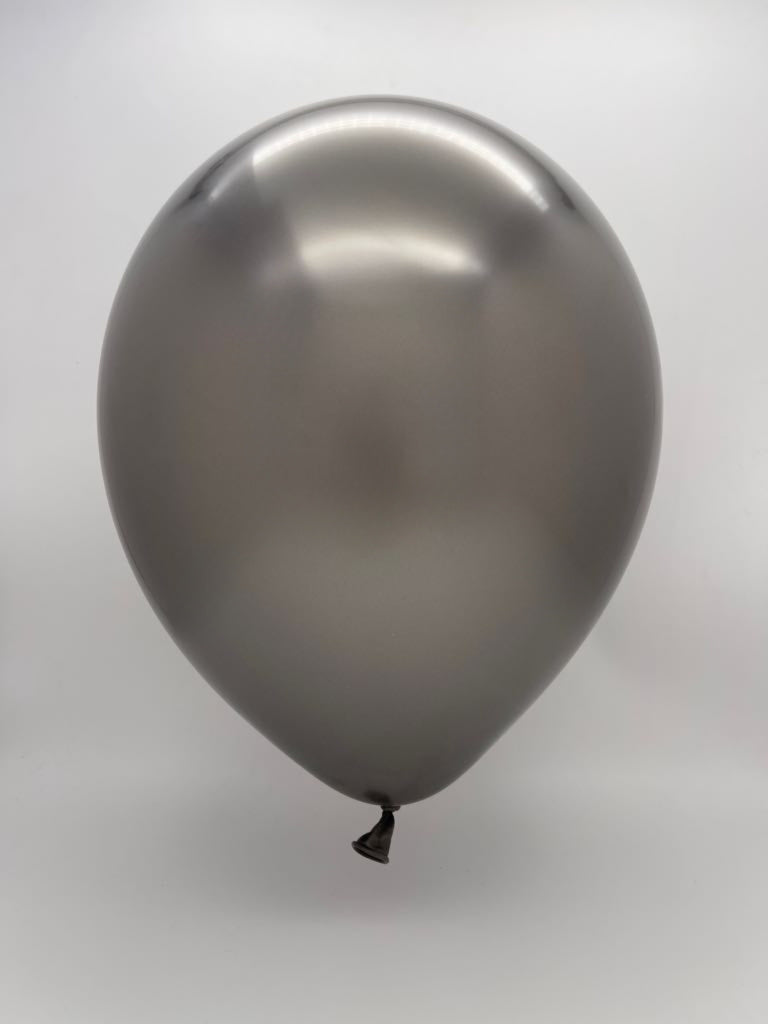 Inflated Balloon Image 12" Kalisan Latex Heart Balloons Mirror Space Grey (50 Per Bag)