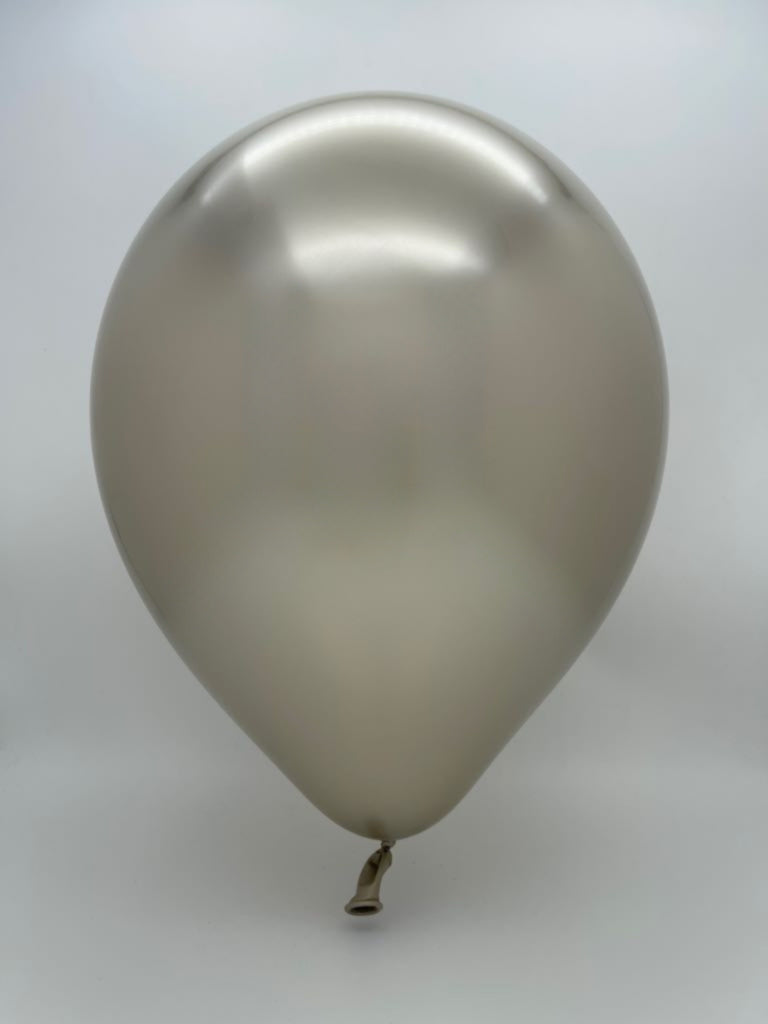 Inflated Balloon Image 18" Kalisan Latex Balloons Mirror White Gold (25 Per Bag)