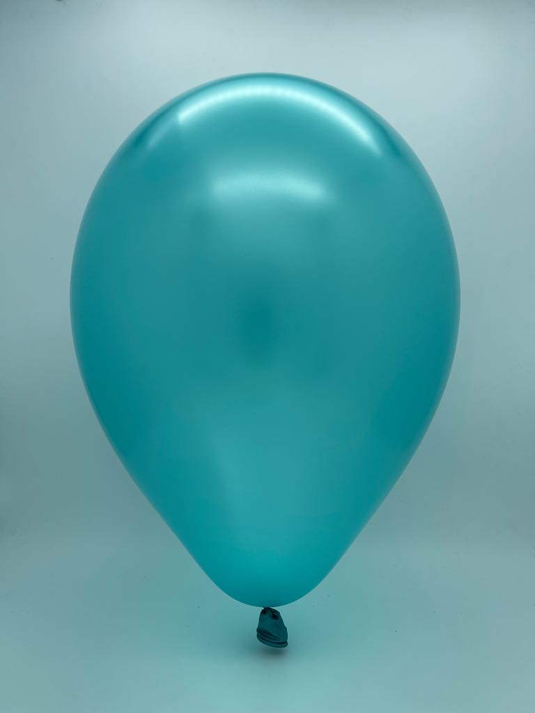 Inflated Balloon Image 11" Metallic Aqua Decomex Linking Latex Balloons (100 Per Bag)